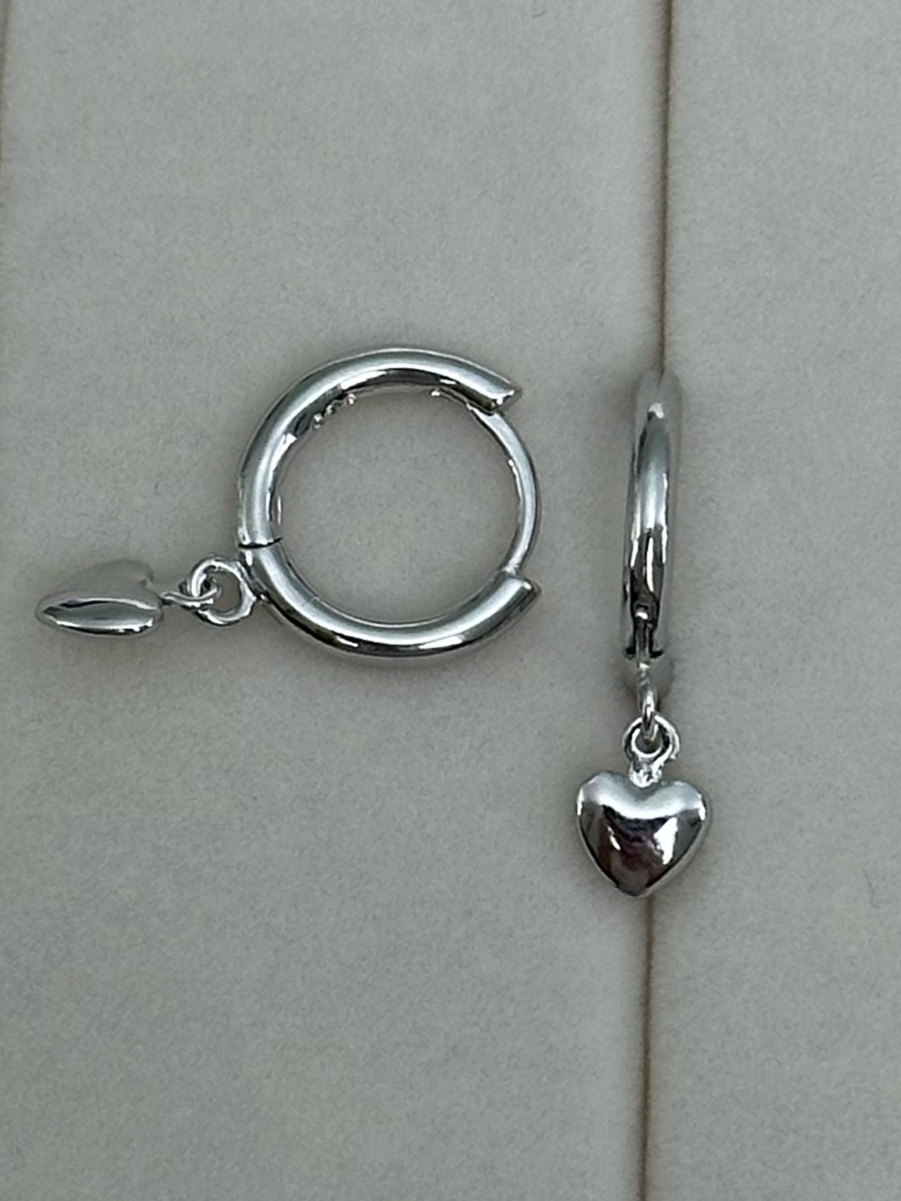 New! Sterling Silver Heart Drop Hoop Earrings